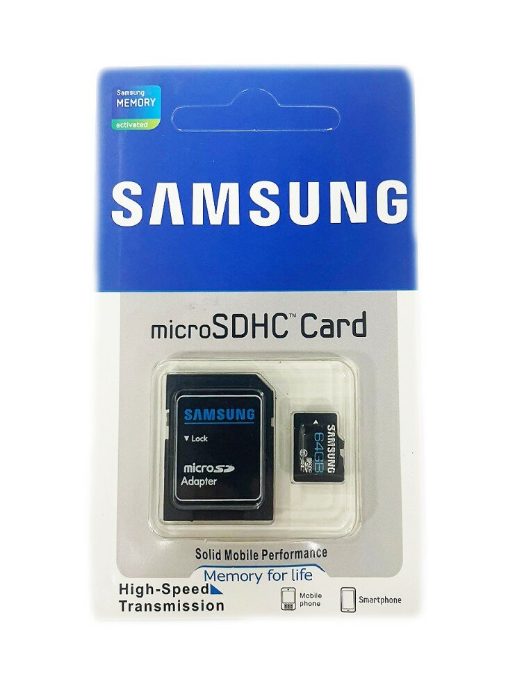Карта памяти microSDXC Samsung EVO 64GB class 10 с адаптером