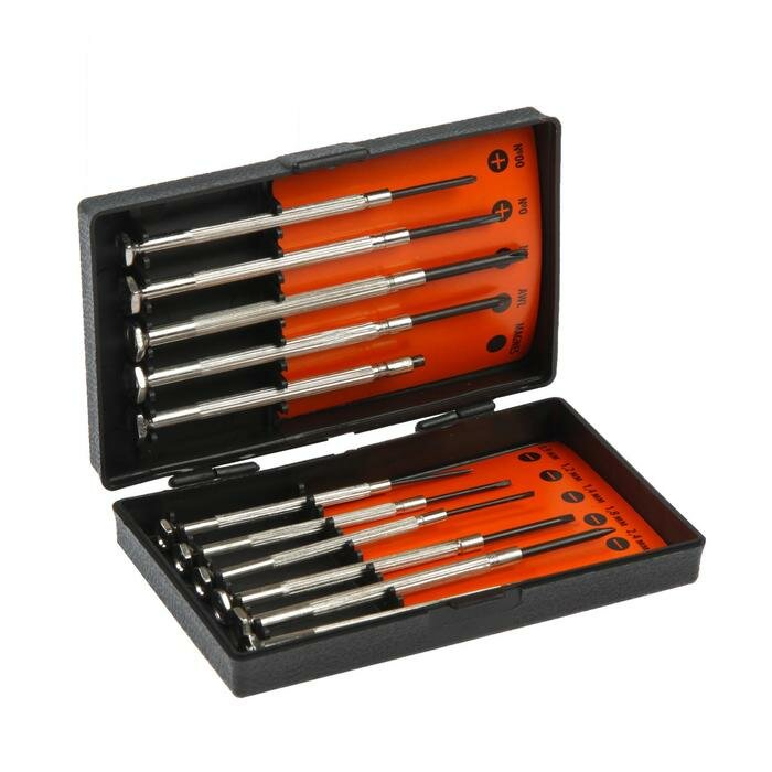 фото Набор отверток Sparta, для точных работ, PH00-0-1, SL0.9-3, 11 шт., пластиковый кейс