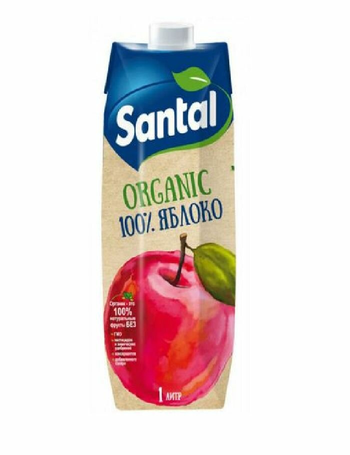 Сок Яблочный Organic Apple Santal, 1 шт по 1 л