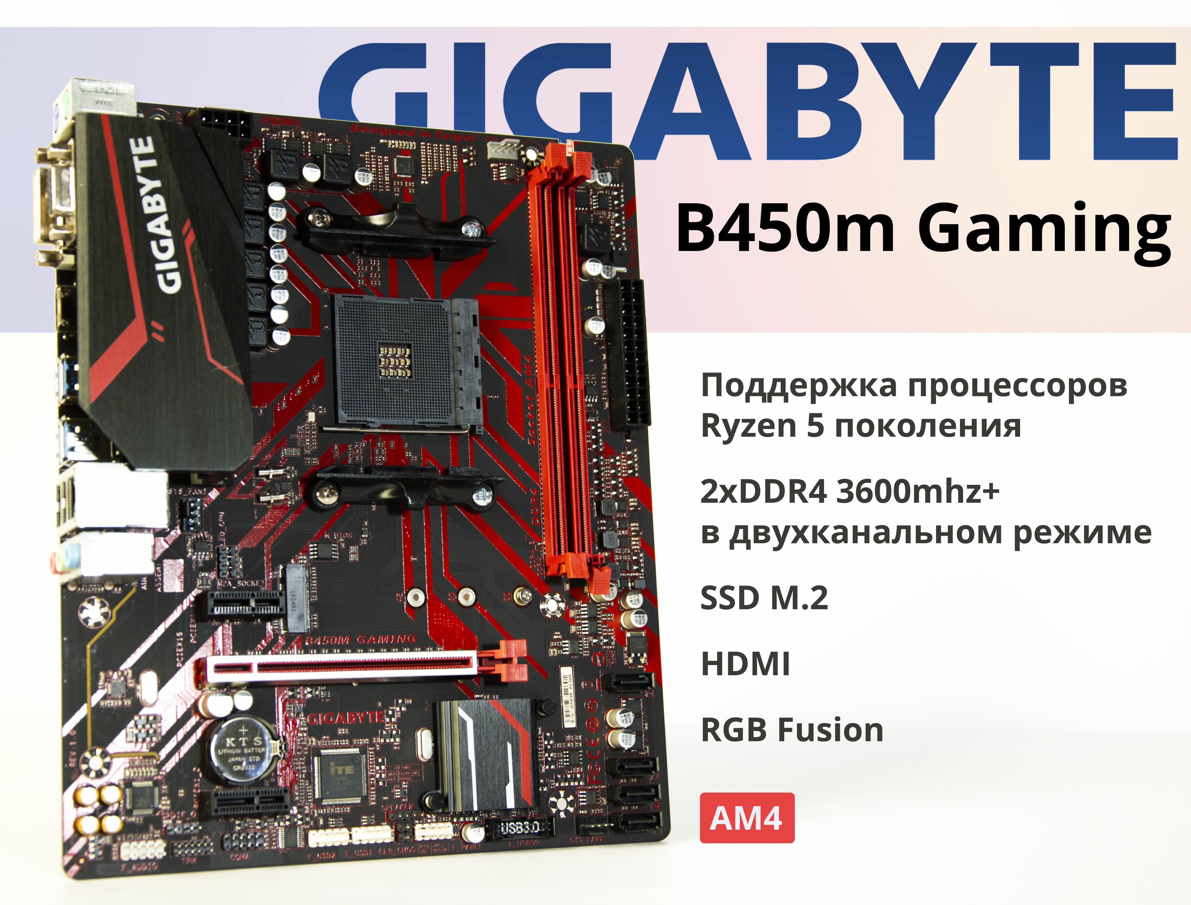 Материнская плата Gigabyte B450M Gaming