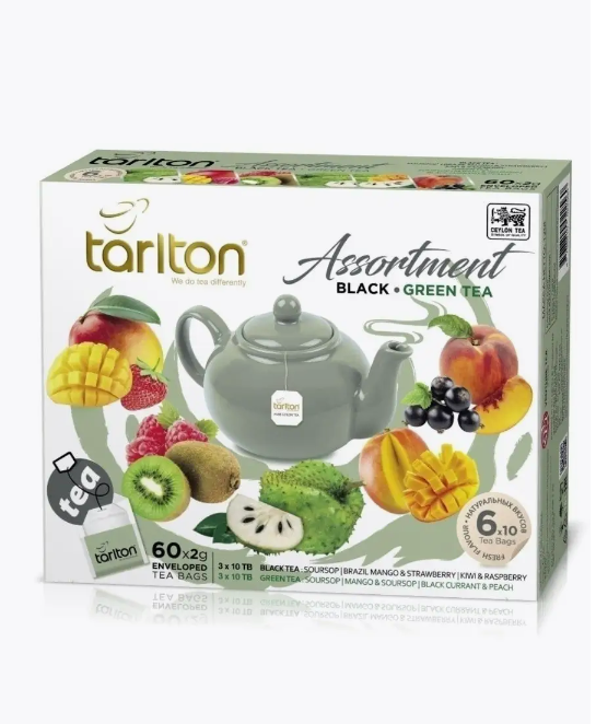 Чай чёрное и зелёное ассорти Tarlton 60 пакетов - фотография № 1