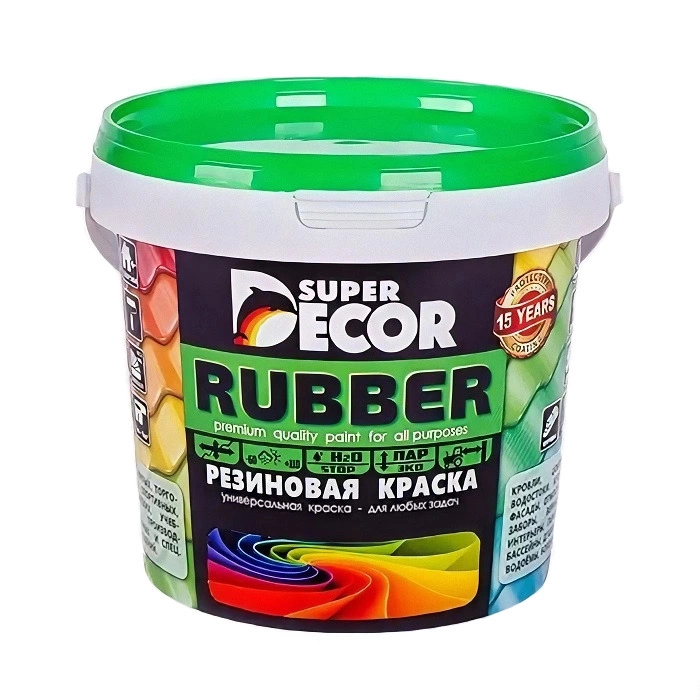 Резиновая Краска Super Decor Rubber 3кг № 0 Белоснежная для Кровли, Оцинковки, Металлоконструкций, Цоколей, Фасадов.