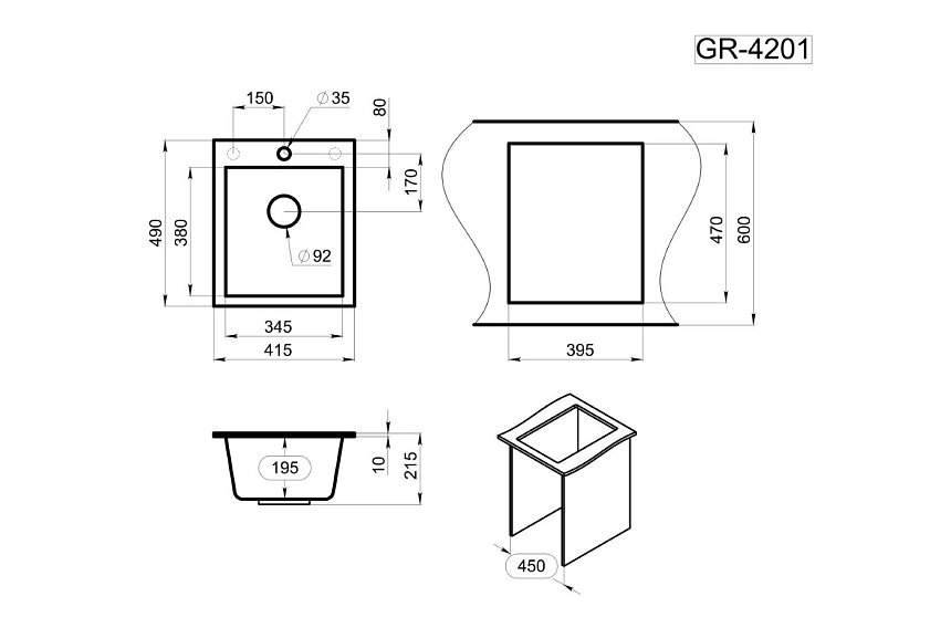 Мойка для кухни GRANULA 4201 (GR-4201 графит) - фотография № 3