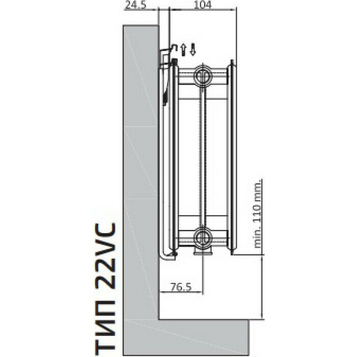 Радиатор стальной Heaton Plus Ventil Compact VC 500х700 тип 22