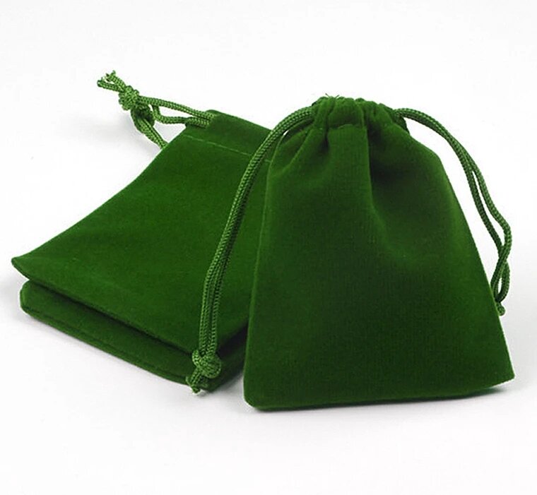 Бархатный мешочек зеленого цвета, 1 шт, подарочная упаковка для монет арт. 20-5143