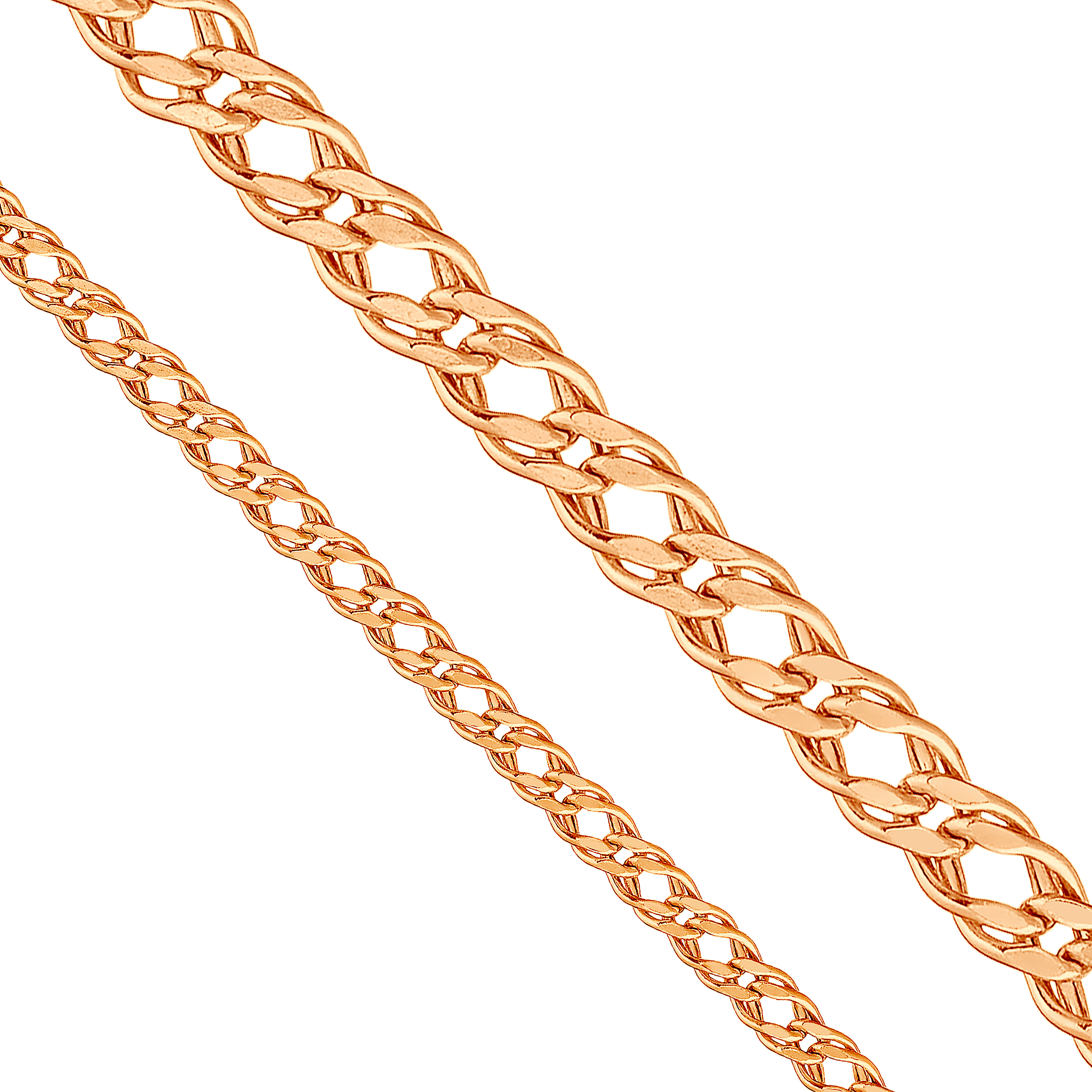 Золотая цепь плетение Двойной Ромб Karatov ЦРМ20512040, Золото 585°, 45