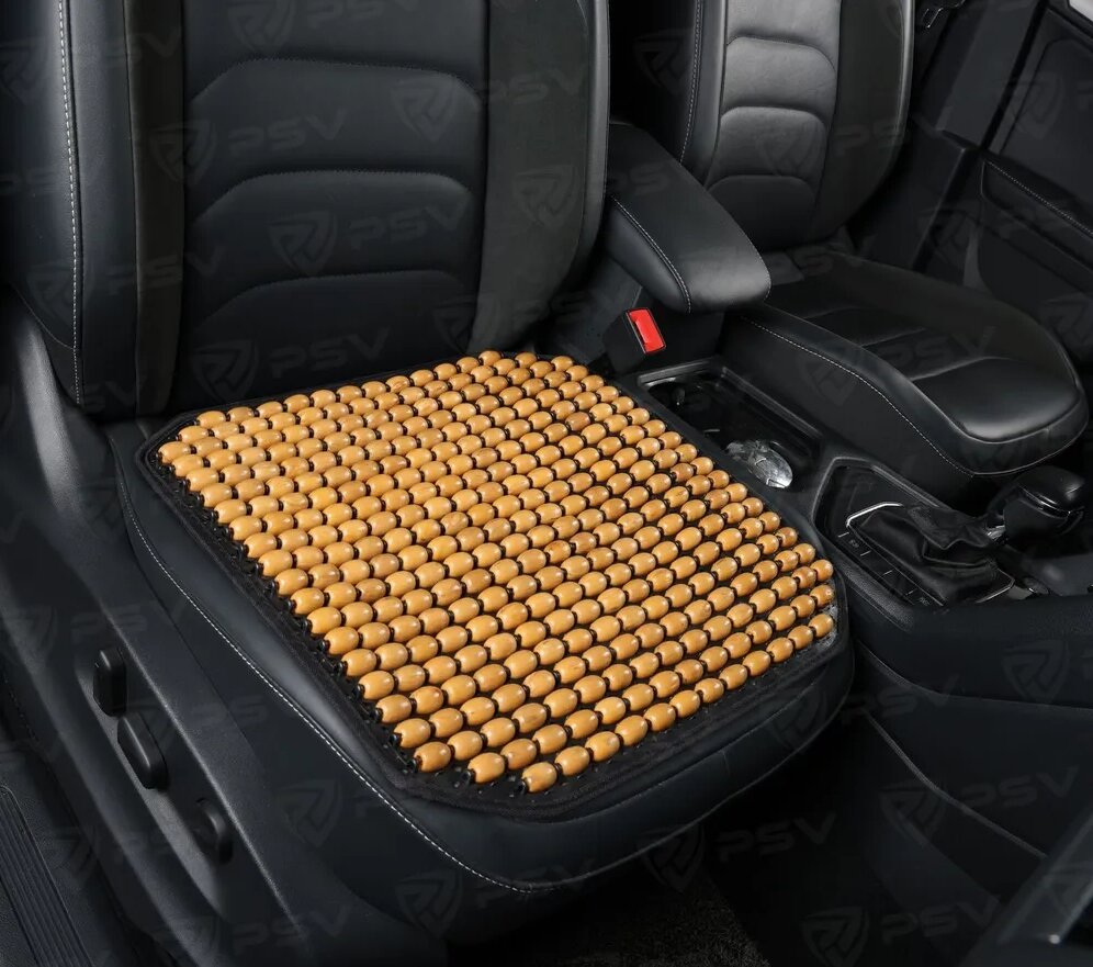 Накидка - сидушка на сиденье массажная деревянные шарики PSV бежевая PSV 137152 | цена за 1 шт