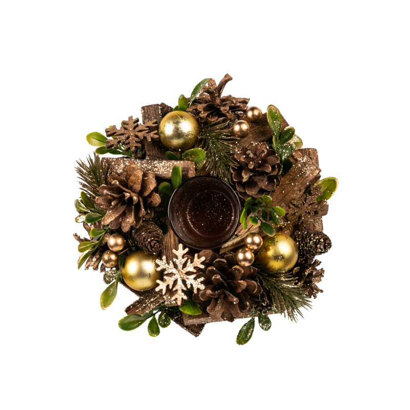 фото Венок декоративный Home Collection Красный новый год С Подсвечником LPP088 1 шт