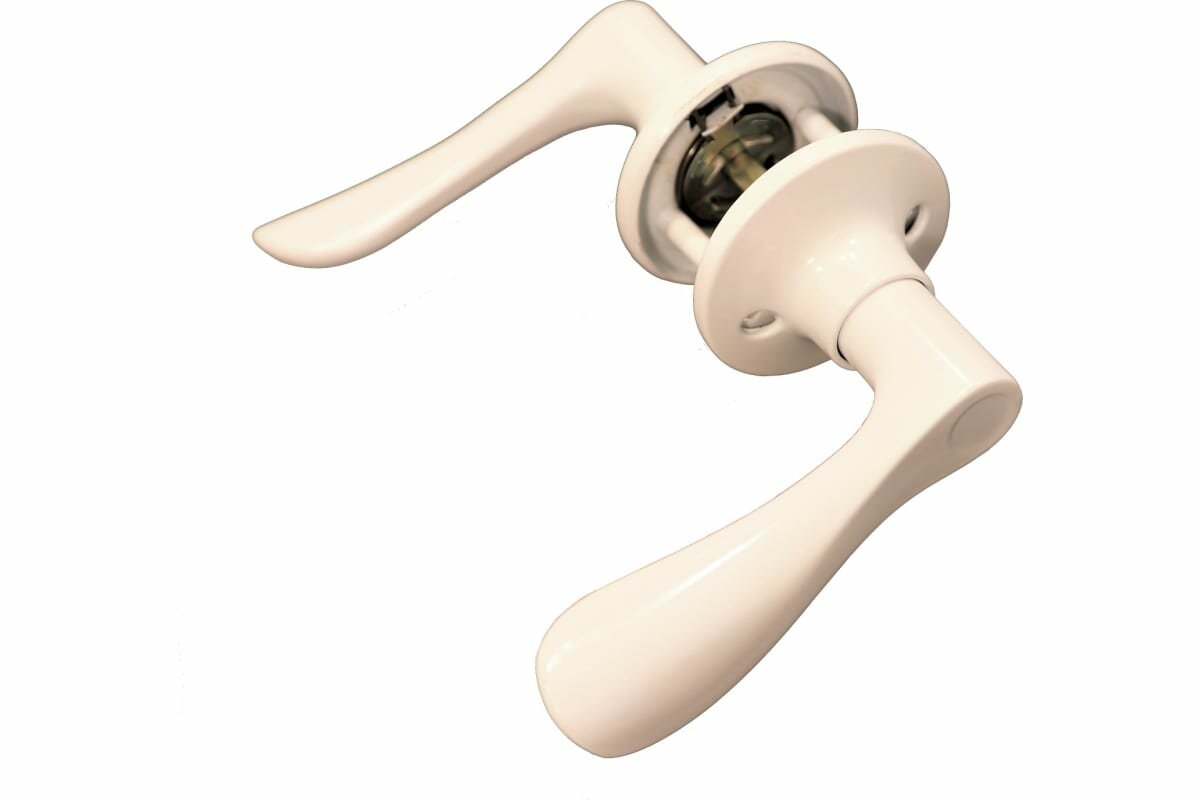 фото Левша Защелка-ручка дверная NORBEL 891 PS б/кл, без фиксатора, белая У4-6851.Б