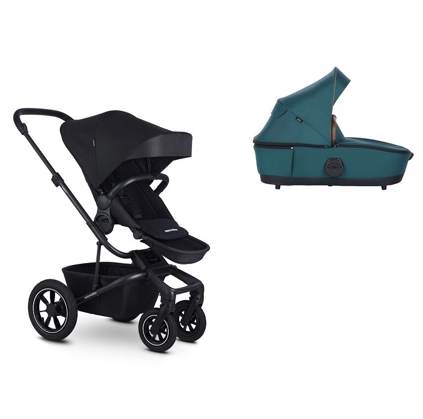 Коляска 2 в 1 Easywalker Harvey5 Air Midnight Black с люлькой Jade Green (2 коробки)