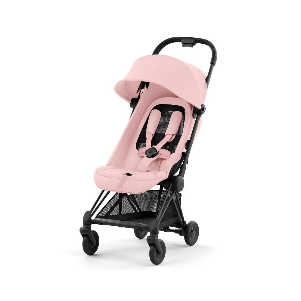 Коляска прогулочная Cybex Coya Matt Black Peach Pink с дождевиком 522005145