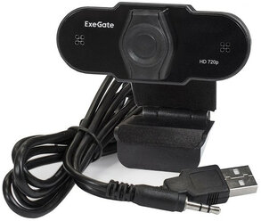 Exegate EX287386RUS Веб-камера ExeGate BlackView C525 HD Tripod (матрица 1/3" 1,3 Мп, 1280х720, 720P, 30fps, 4-линзовый объектив, USB+35mm Jack, фиксированный фокус, микрофон с шумоподавлением)