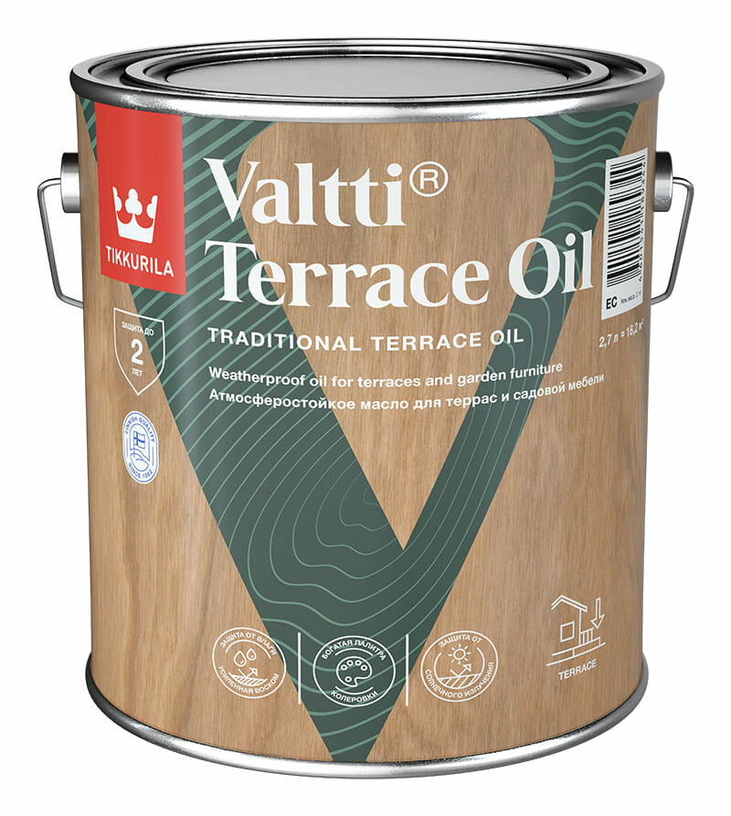 Масло-воск Tikkurila Valtti Terrace Oil, бесцветный, 2.7 л