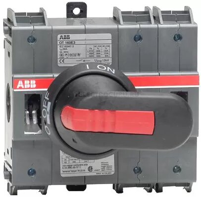 Рубильник ABB OT160E3 3х полюсный на 160A (с ручкой OHB6 5J6 и переходником OXP6x210) (1SCA022257R5950)