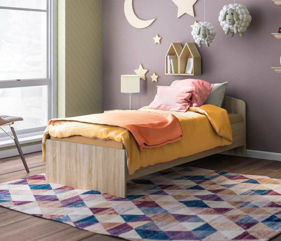 фото Кровать столплит Кито СБ-2227 для детской комнаты, без основания, без матраса, дуб сонома, 80х200 см