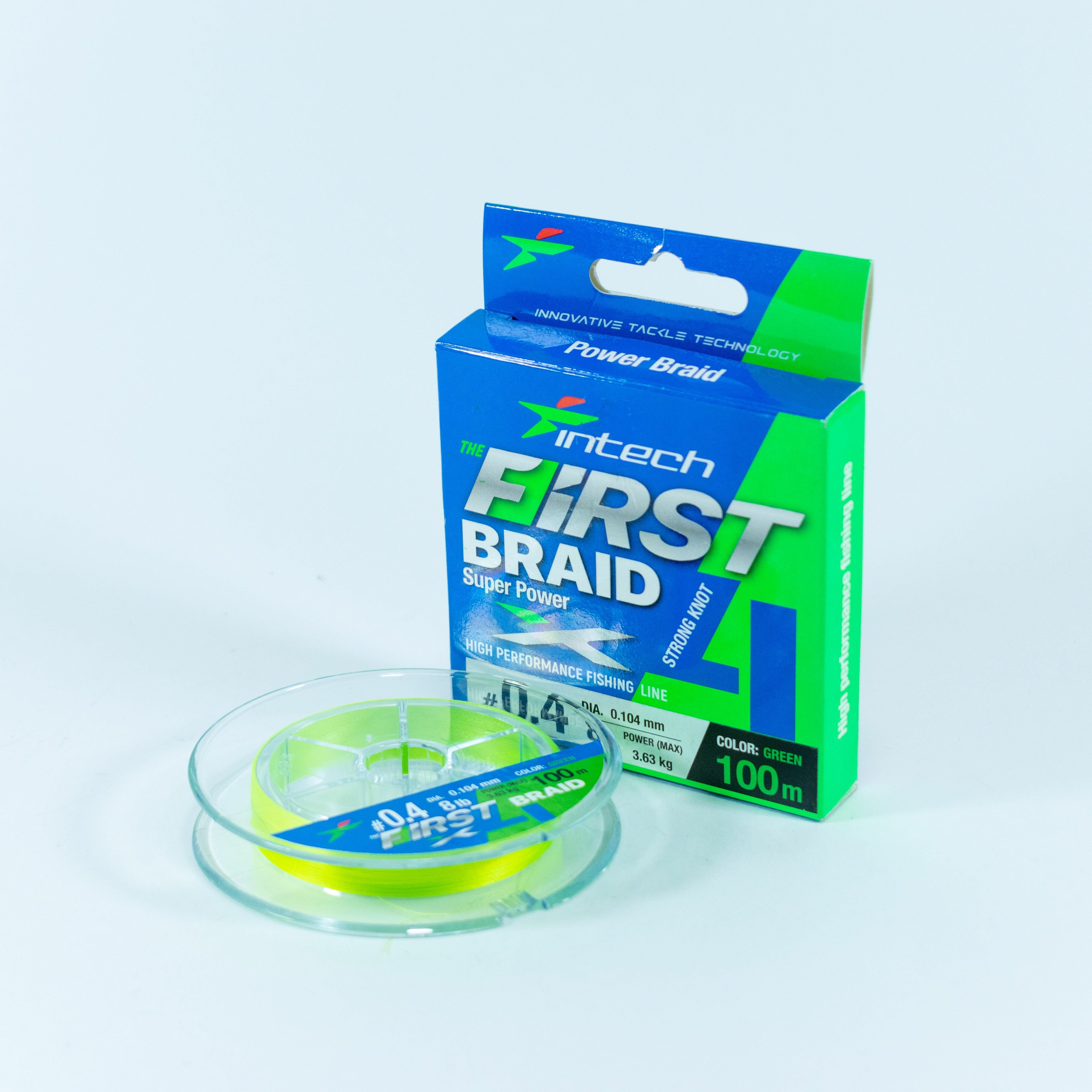 Шнур плетеный Intech First Braid X4 100m #0.4 / 0.104mm ( GREEN )