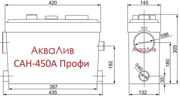 Канализационная установка АкваЛив САН-450А Профи с кнопкой - фотография № 4