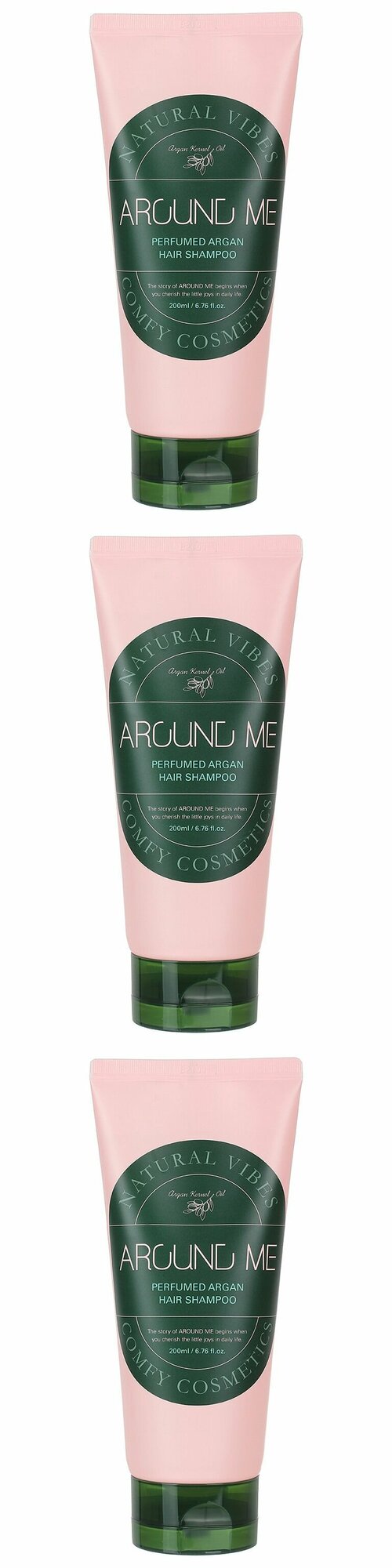 WELCOS Шампунь для волос Around Me Perfumed Argan Hair Shampoo, парфюмированный, с экстрактом арганы, 200 мл, 3 шт.