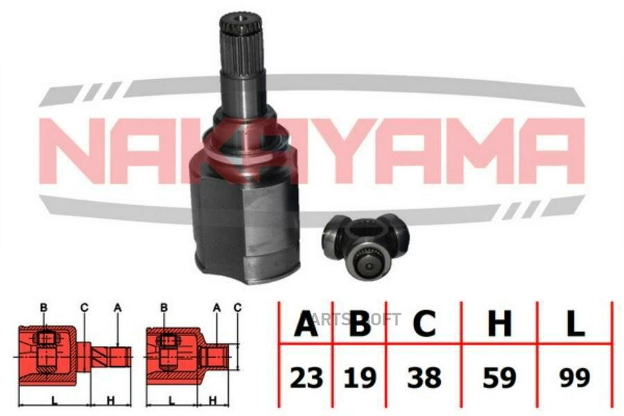 NAKAYAMA NJ7239NY ШРУС внутр. к-кт TOYOTA YARIS/ECHO NCP1#/SCP10 99-05 (23x19x158x38)