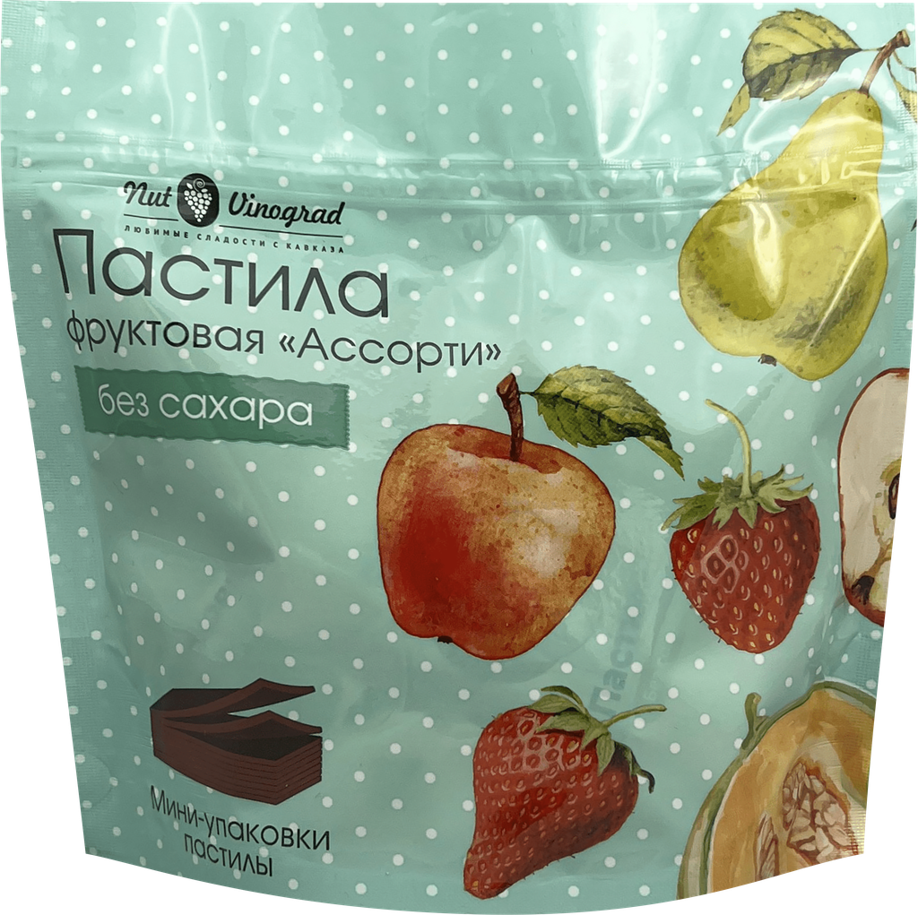 Пастила NUT VINOGRAD Ассорти, яблоко, дыня, клубника и груша, без сахара, 200г