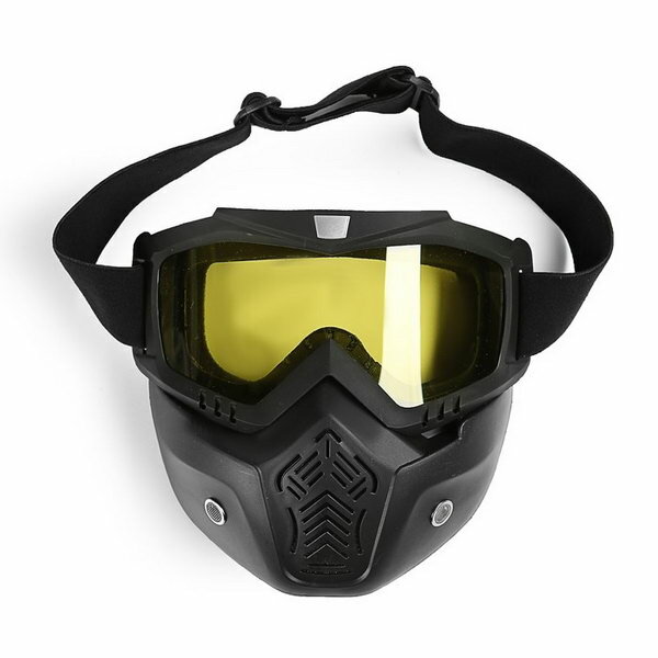 Очки-маска для езды на мототехнике разборные стекло желтое цвет черный