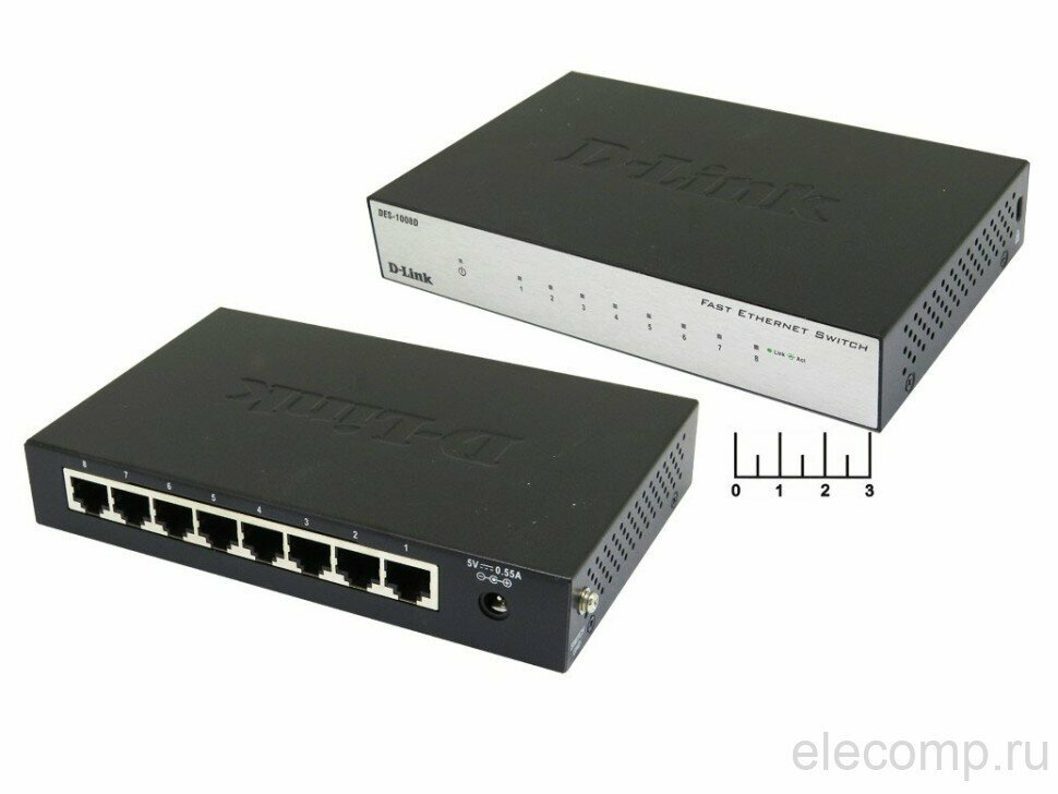 Коммутатор 8P8C (RJ-45) 8 выходов D-Link DES-1008D