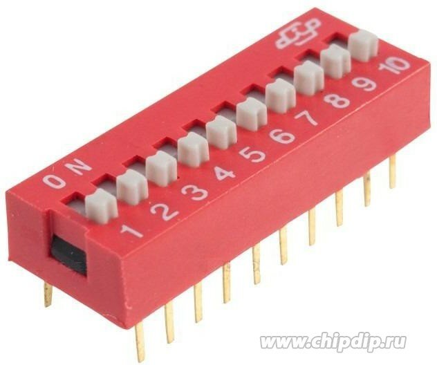 DS1040-10RN, DIP переключатель 10pin красный