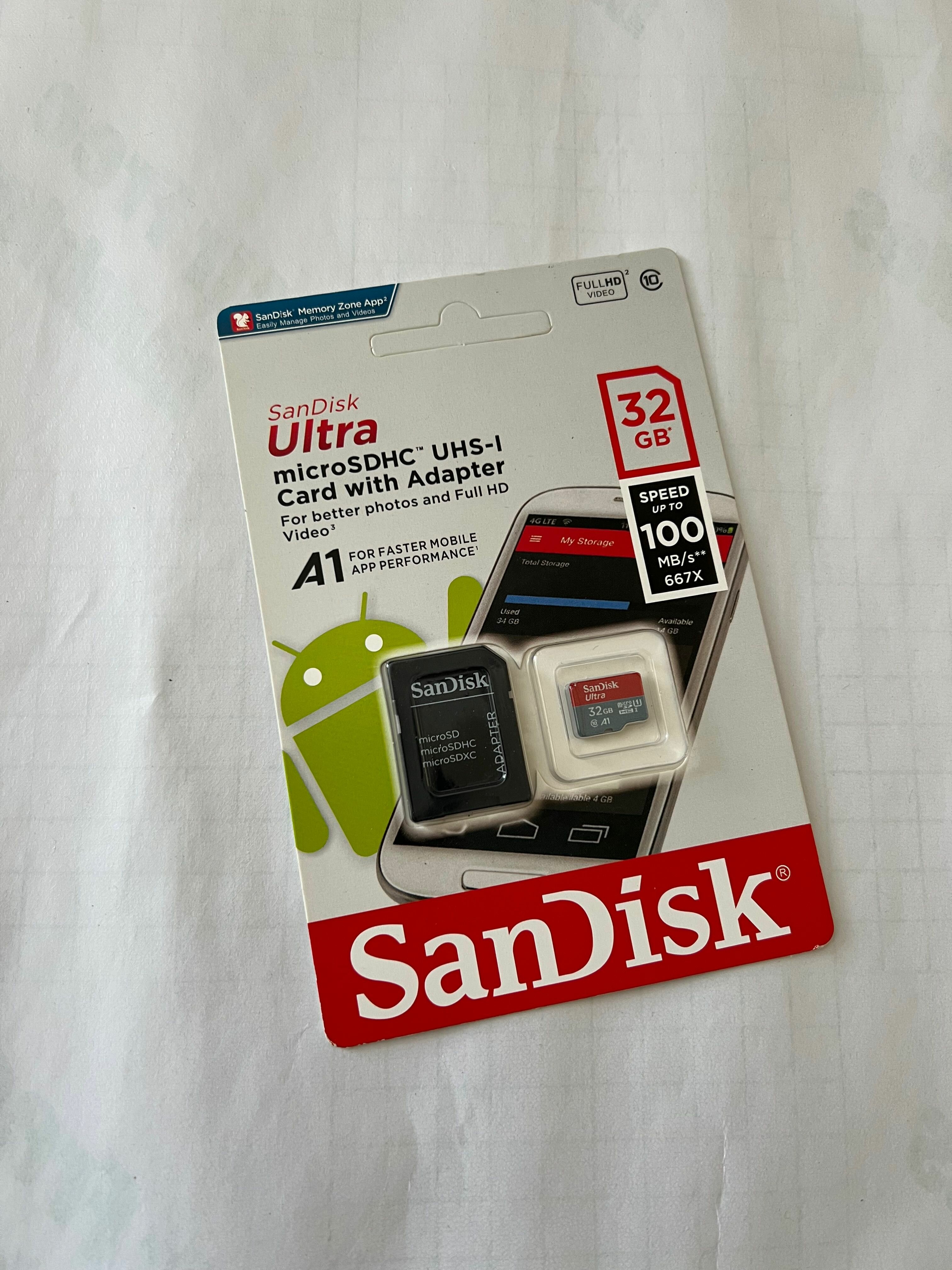Карта памяти MicroSDHC Card с адаптером 32 Гб, SanDisk Ultra класс 10