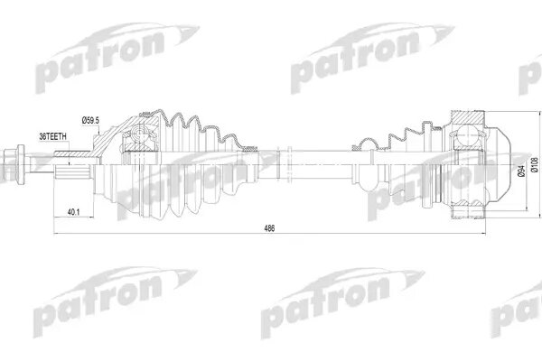 PATRON PDS0252 Поуось перняя евая 36x491x59.5 AUDI: A3 03- \ SEAT: LEON 05- TOLEDO 04- \ SKODA: OCTAVIA 04- SUPERB 08- \ VW: GOLF V/VL 07- PASSAT 05- TOURAN 03-