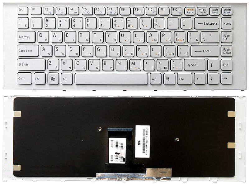 Клавиатура для ноутбука Sony Vaio VPC-EA3S1E/B белая с рамкой