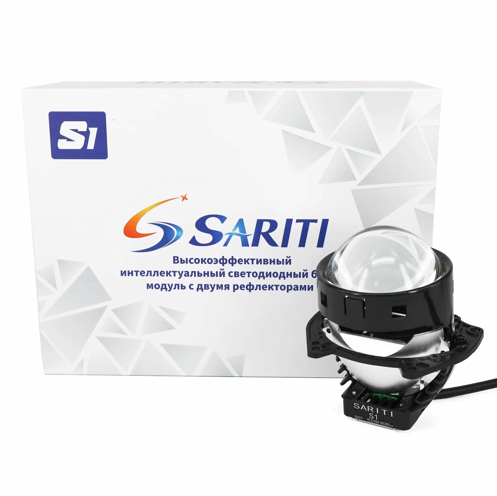 Светодиодные би лед модули ближнего/дальнего света Bi LED Sariti S1 2024 12V 5500K 3.0" комплект 2 линзы
