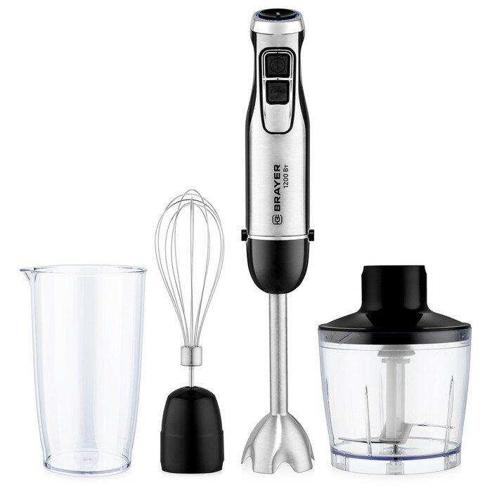 фото BRAYER Блендер BRAYER 1255BR, погружной 1200 Вт, 0.6/0.5 л, 2 скорости, режим "турбо", серый