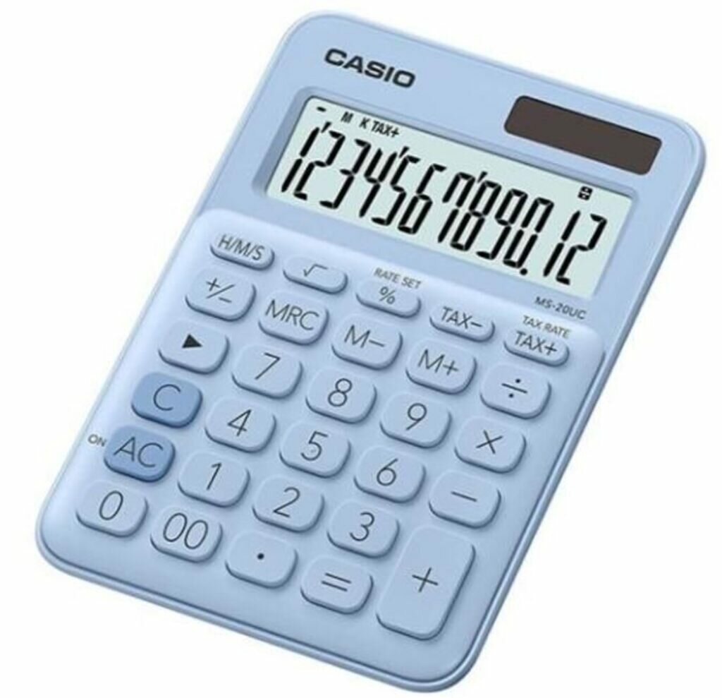 Калькулятор 12 разр. CASIO MS-20UC-LB-S-EC настольный, светло-голубой