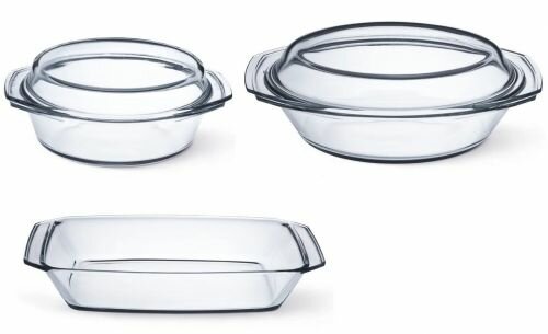 фото Набор Simax 5 предметов: кастрюля с крышкой 1,5л, утятница с крышкой 2,4л, лоток прямоугольный с ручками 2,4л