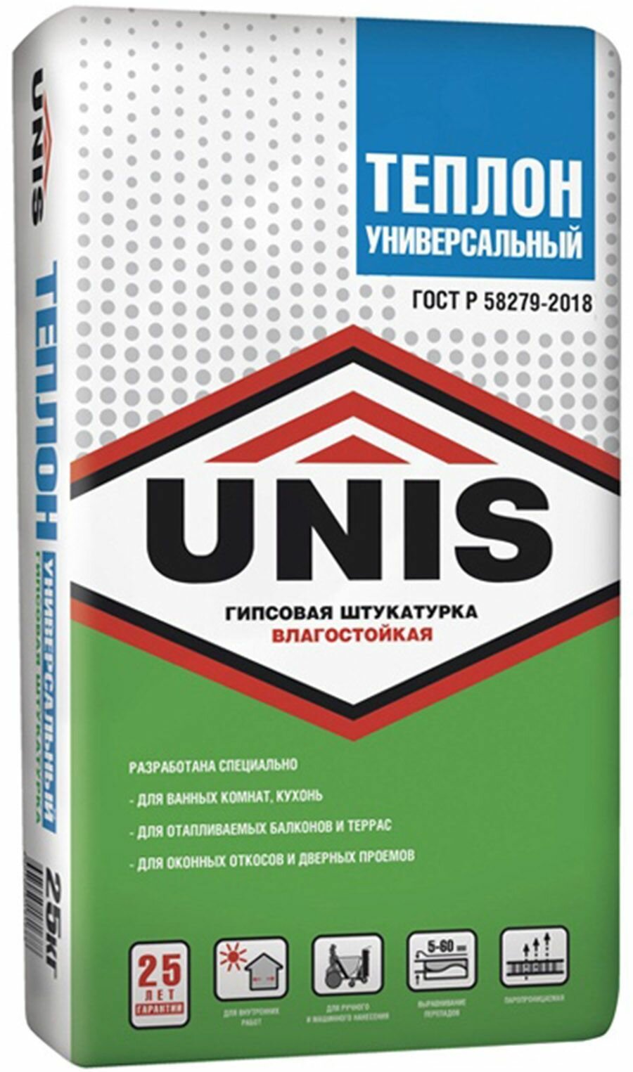 Юнис Теплон Универсальный штукатурка гипсовая (25кг) / UNIS Теплон Универсальный штукатурка гипсовая влагостойкая (25кг)