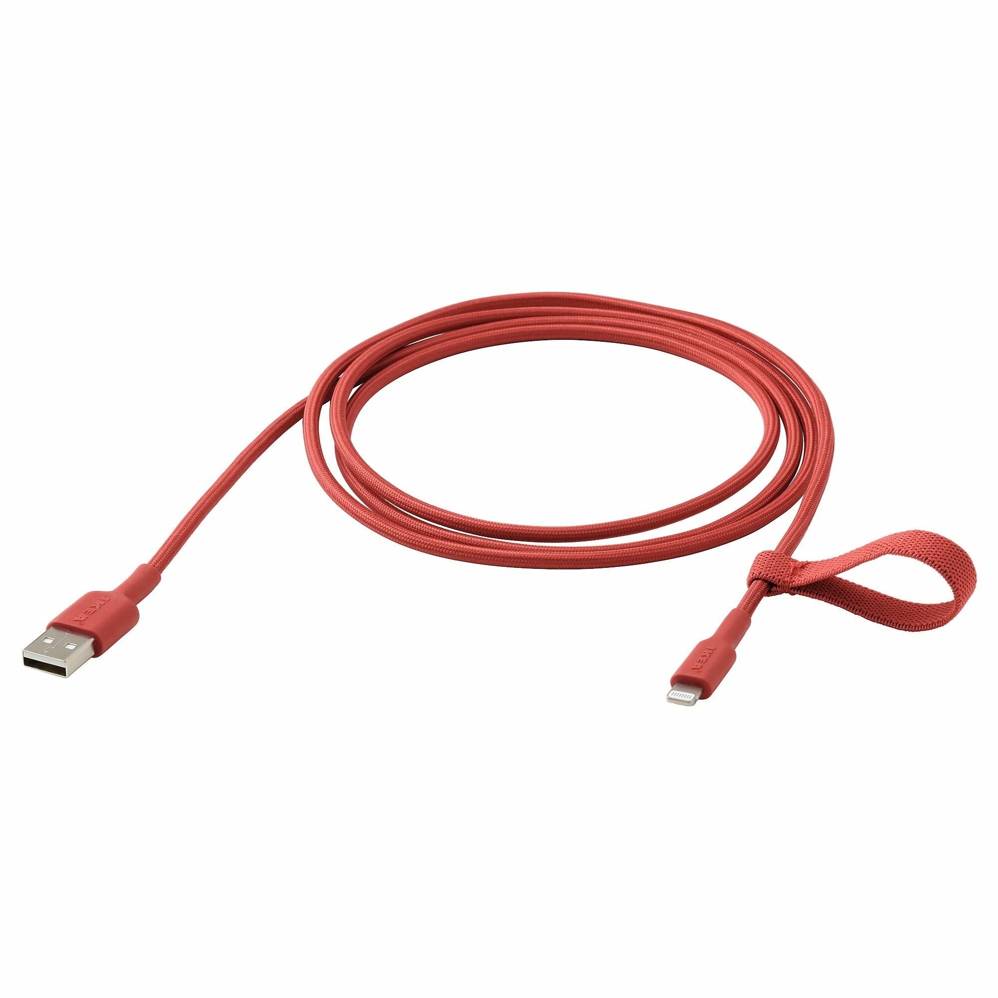 Икея / IKEA LILLHULT, LILLHULT, Кабель Lightning-USB, красный, 1,5 м