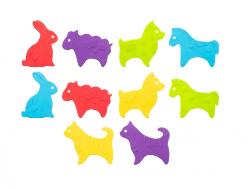 Антискользящие мини-коврики детские для ванной ANIMALS от ROXY-KIDS 10 шт цвета в ассортименте