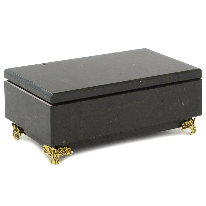 фото Уральский сувенир Шкатулка из черного змеевика (12 х 7 х 5 см)