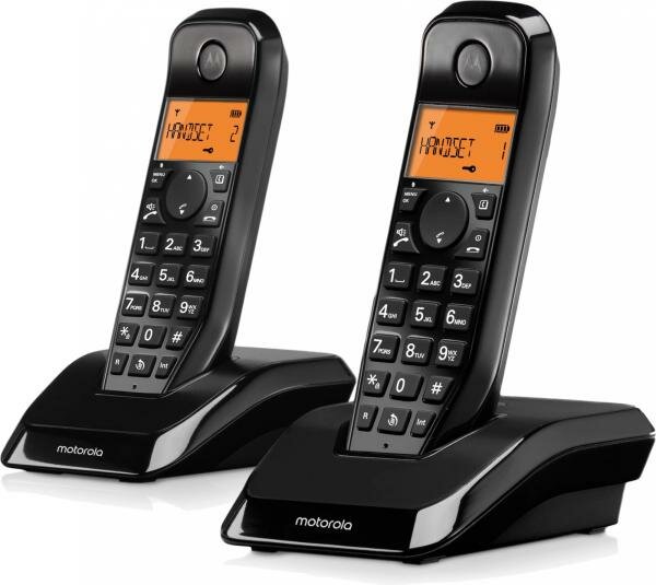 Р/Телефон Dect Motorola S1202 черный (труб. в компл:2шт) АОН
