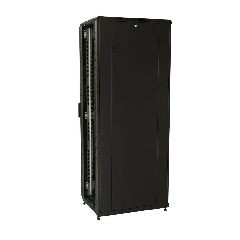 Коммутационный шкаф WRLINE WR-TT-2266-AS-RAL9004 напольный, стеклянная передняя дверь, 22U, 600x1166x600мм — фото 3