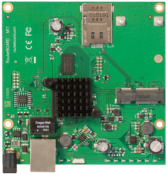 Mikrotik RBM11G Плата 2x 880 МГц 1G Ethernet miniPCIe SIM PoE Jack