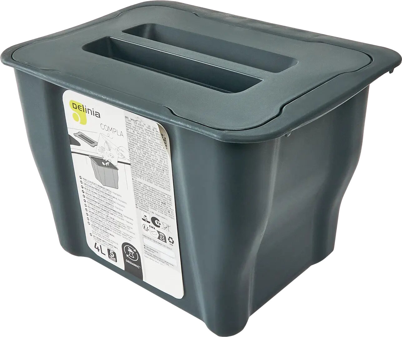 фото Контейнер мусорный 4 л Delinia пластик цвет серый