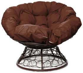 Кресло "Папасан" с ротангом коричневое / коричневая подушка M-Group