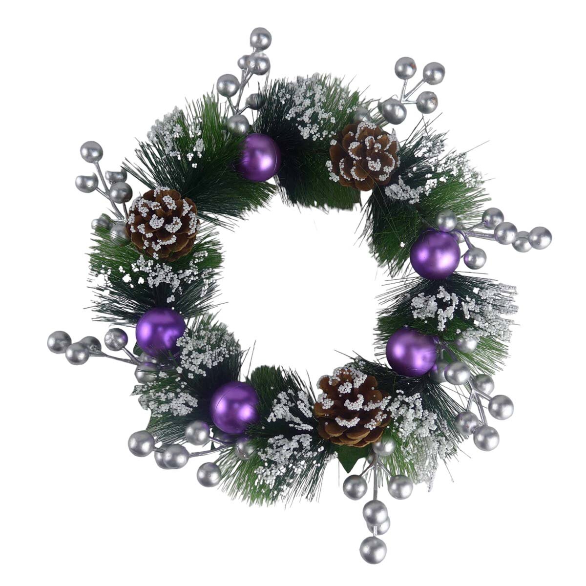 фото Венок новогодний Шарики и шишки, d 25 см