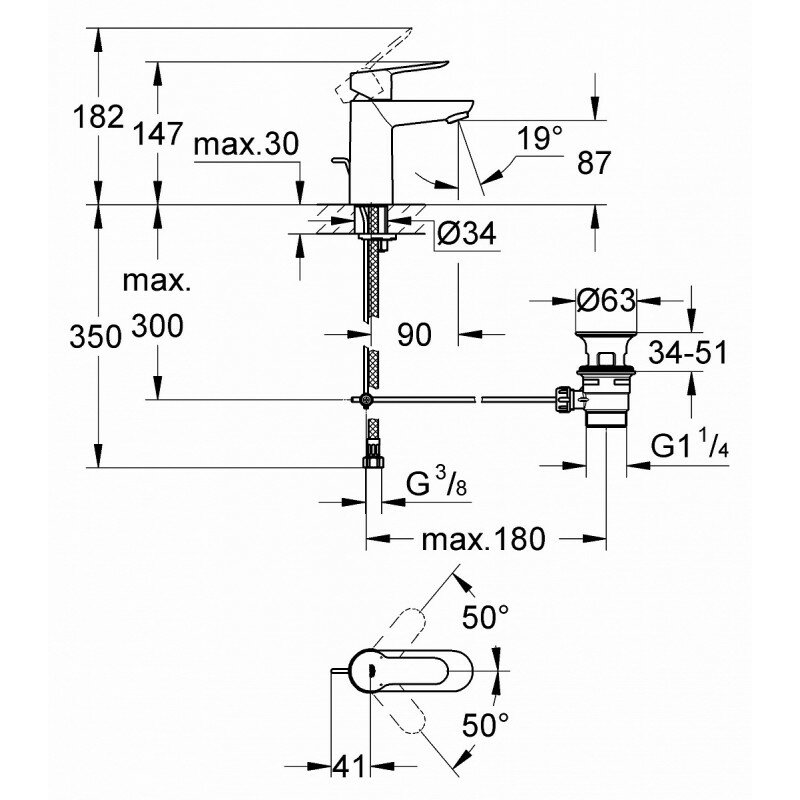 Смеситель для раковины (умывальника) Grohe BauEdge 23328000 хром