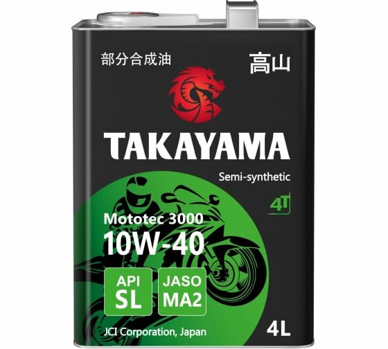 TAKAYAMA Mototec 3000 4T SAE 10W-40 API SL JASO MA-2 4л металл (605579)