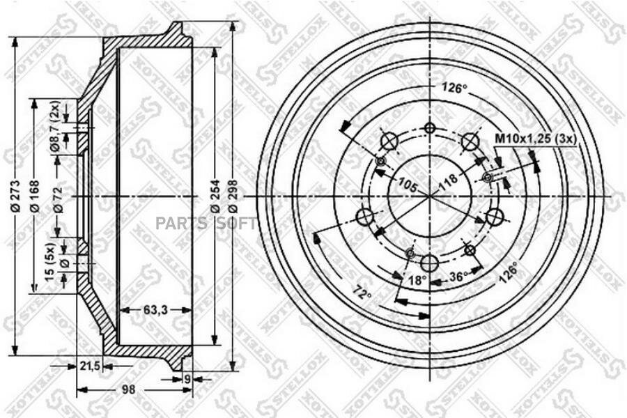 STELLOX 60269906SX 6026-9906-SX_барабан тормозной!\ Citroen C25/Jumper Fiat Ducato 10-14 81