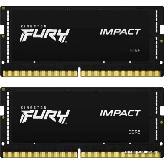Оперативная память SODIMM Kingston DDR5 32Gb (2х16Gb) 6400MHz PC-51200 FURY Impact Black XMP CL38 1.35V (KF564S38IBK2-32)