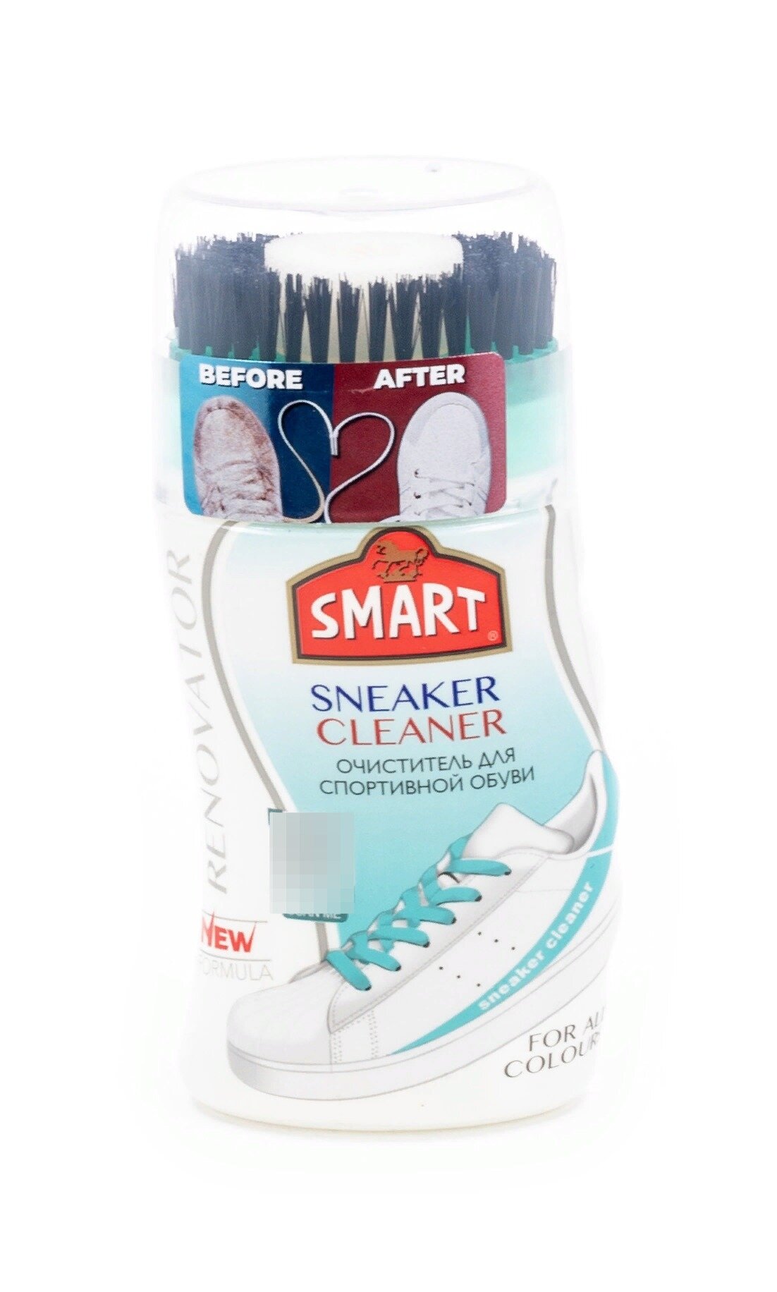 Очиститель для спортивной обуви Smart / Смарт для удаления пятен и грязи для текстиля кожи и замши с щеточкой 125мл