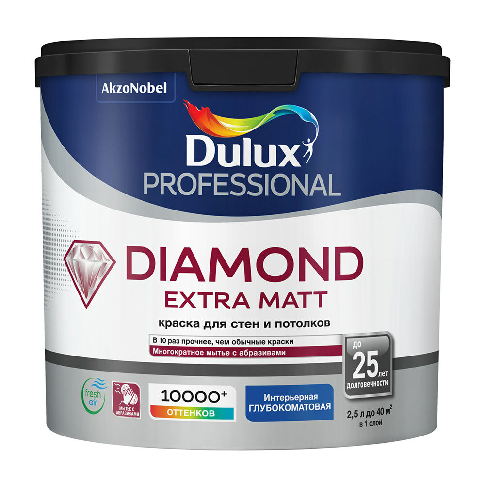 Краска моющаяся Dulux Diamond Extra Matt база BС бесцветная 25 л